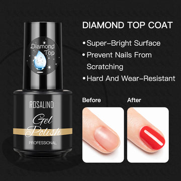 ROSALIND Gel Polish Tempered Top Coat  Soak Off UV/LED Lamp Keep Your Nails Bright And Shiny For A Long Time